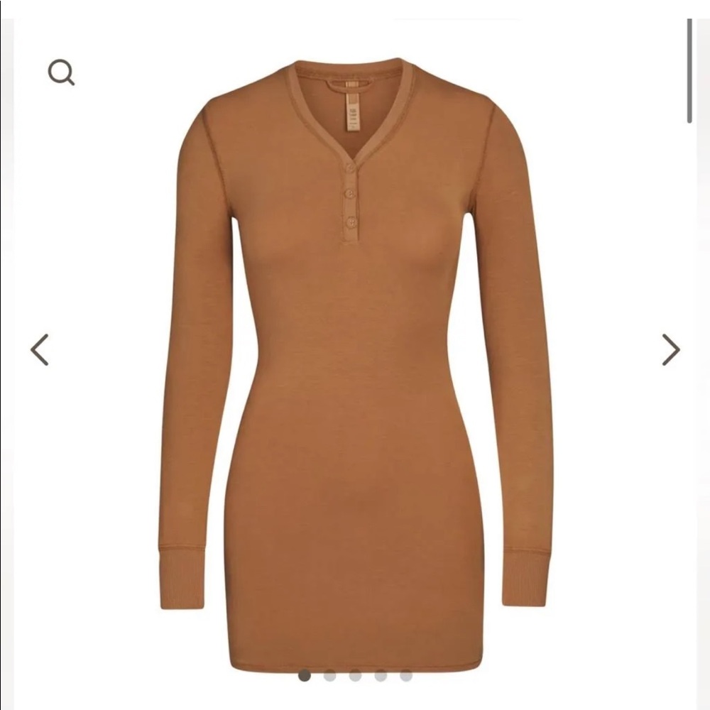 SKIMS Henley sleep shirt- color camel. NEW WITH TAGS. Never worn